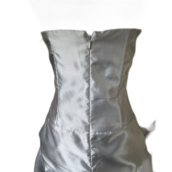 VTG Gunne Sax Silver Metallic Strapless Ruched Mini Dress 80s Y2K Glam Hoco Prom - Picture 8 of 11